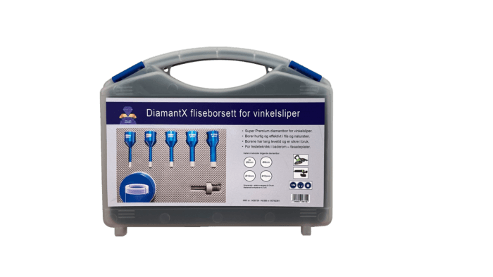 DIAMANT X FLISEBORSETT 2x6MM 1x8-10-12MM M14 M/VOKS I KOFFERT